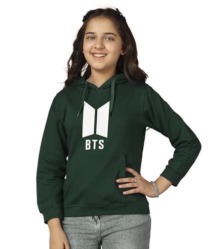 Image of KYDA KIDS Girls Cotton Hooded Neck Hoodies - Sweatshirt with Hoodies Full Sleeves Girls Winter Wear, Long Sleeve Sweatshirts for Girls - Regular Fit