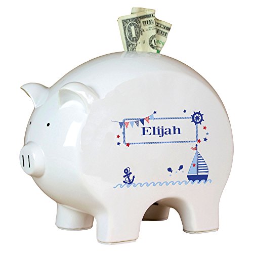 Personalized Boys Piggy Bank Sailboat