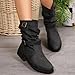 Baxtayel Mid Calf Boots for Women Vintage Round Toe Low Chunky Heel Cowgirl Boots Fashion Belt Buckle Motorcycle Riding Leather Booties