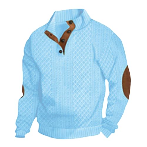 Dudlle Men's Cashmere Sweaters,Outdoor Casual Cable Knit Stand Long Sleeve Sweater,Vintage Pullover Collar Sweater