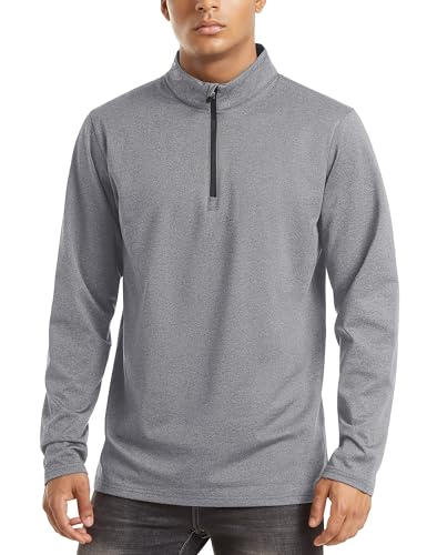 Image of TACVASEN Men's Sports Shirts 1 /4 Zip Long Sleeve Fleece Lined Running Workout Pullover Tops Sweatshirt