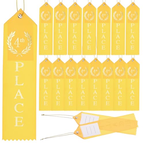 Rubans de récompense sportifs PATIKIL jaune avec carte d'événement pour compétitions et défis