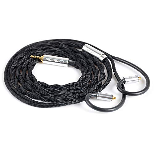 NICEHCK BLOCC イヤホンケーブル 銀メッキ単結晶銅 UPOCC 5N純度99.999% MMCX 2.5mmプラグ 金属製コネクタ 上位ケーブル 耳掛型 リケーブル アップグレードケーブル 4極 非常に柔らかい 1.2m DIYイヤホンのアクセ