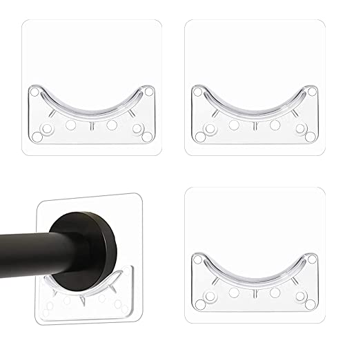 CORTNEY 4 Pcs Adhesive Shower Curtain Rod Holder, Wall Mounted Shower Curtain Rail Holder, Self Adhesive Rod Mount Retainer for Wall Stick No Drilling(Rod Not Included)