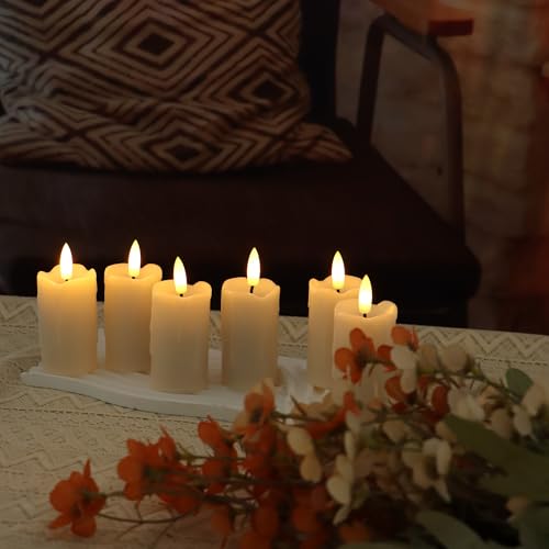 Image of 6 Pack LED Flameless Votives with Built-in Timer Realistic Black Wick Drips Battery Operated Electric Candle Set for Home Party Wedding Halloween Christmas Decorations 1.5 inch D x 3.5 inch H