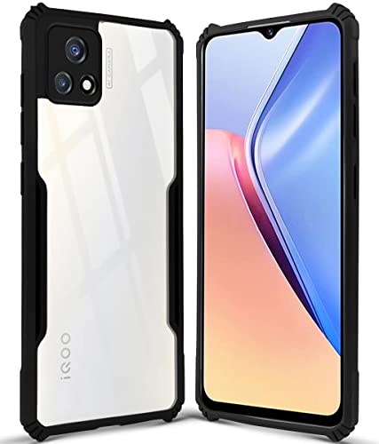 Image of Jkobi Back Cover Case for Vivo iQOO U3 | iQOO U3x (Crystal Glass Back | Camera Protection | Shockproof Bumpers | Professional Black)