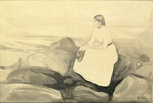 OKSEAS Hochwertiges Leinwanddruck Leinwand Wandbild Kunstdruck Berühmt Inger am Strand von Edvard Munch für Flurdekoration 60x90cm