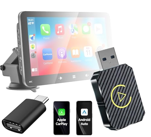 Image of 2-in-1 Wireless CarPlay and Android Auto Adapter, Plug and Play Dongle, Fast Auto-Connect, No Delay, for iPhone and Android, USB /USB-C Port, Black (Carplay-3103)