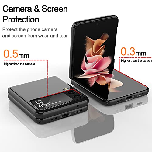 Cenmaso Designed For Samsung Galaxy Z Flip 3 Case, [Slim Fit] Mirror Hard Polycarbonate Anti-Drop Bumper Case For Galaxy Z Flip 3 (Bright Black)… #TOP3
