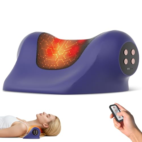 RINGCO Neck Massager with Heat, Red Light & Vibration Adjustable, Heated Neck Stretcher with 3 Modes, Rechargeable Cervical Traction Device for Pain Relief & Muscle Relaxation, Gift for Women Men
