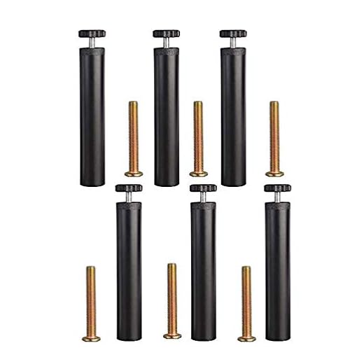 Bordsben Metall Svart/Vit, Höjdjusterbar 2cm Möbelben DIY Projekt Sängbenstöd Fötterram Tillbehör formad med skruvar Fötter botten Halkfri Hård fotplatta (6st), Svart, 18cm