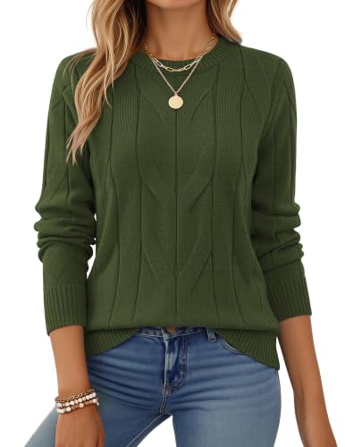 Zeagoo Sweaters for Women Cable Knit Long Sleeve Crewneck Fall Winter Tops | Soft Warm Cozy Knitted Pullover Sweater, Lightweight Cute Trendy Fashion Comfy Clothing - image 1