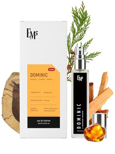 Image of EM5 Dominic Unisex Perfume for Men & Women | Woody Citrus Warm & Spicy | Strong & Long Lasting Fragrance | Luxury Gift for Him /Her | 15ml