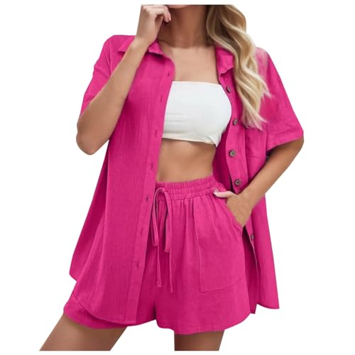 Short et chemise rose ensemble de vacances d'été pour femme active