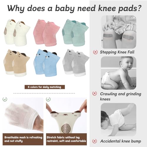 Cute Baby Knee Pads for Crawling, Cartoon Anti-Slip Toddler Knee Floor Pads for Crawling, Walk2