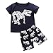 ZEZKT Ensemble pour Garçon,Garçon Décontractée Imprimé Dinosaure Short à Manches Courtes + Costume,Bébé Garçon Ensemble de Vêtement Tenue Haut pour 12 Mois - 8 Ans