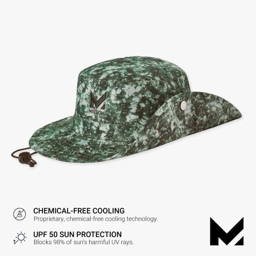 Mission Cooling Bucket Hat, Upf 50, 3" Wide Brim Sun Hat - Cools When Wet, Upf 50 (Ash Ice Green Bay) #TOP3