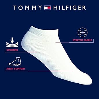 Tommy Hilfiger Mens No Show Socks - 10 Pack Cotton Blend Performance Stretch Athletic Invisible Liner Low Cut Socks for Men