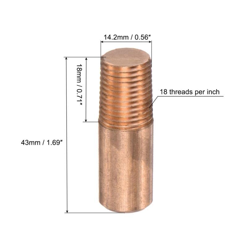 Tool parts NPT 3/8 Threaded Electrode - Red Copper for EDM Spark Without Flushing Hole