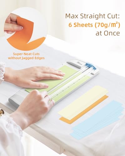 Firbon 3-in-1 Paper Cutter, 9" Compact A5 Paper Trimmer with Straight Cut, Scoring & Perforating Blades for Cardstock, Scrapbooking, Crafting, Labels & Home Office (Blue)