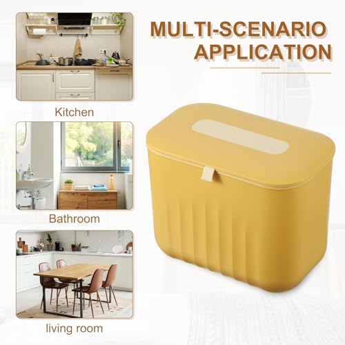 Caneca de basura pequeña colgante 7L plástico amarillo miniatura 4