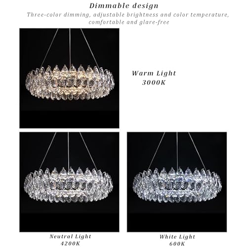Lampe suspendue à intensité variable lustre cristal 50cm - 5
