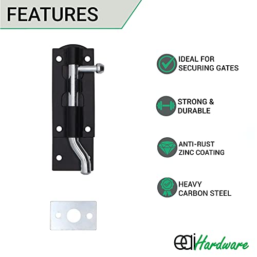 EAI Heavy Duty Necked Tower Bolt, Black, 4 Inch - Image 2