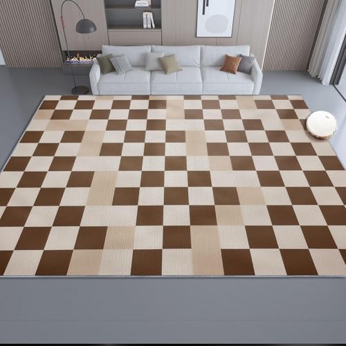 Tapis moderne 120x240 cm lavable antidérapant marron de salon et chambre - 2