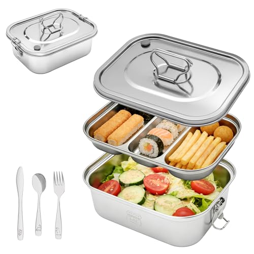 FB4HK 304 Stainless Steel Bento Box - Leakproof 3-Compartment 1800ml