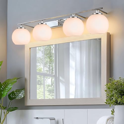 Image of 2 Pack Lamp Globe Glass Shade, White Frost Glassshade Covers Replacements for Light Fixtures, 1.65 Inch Fitter Globes Lampshades for Wall Sconces Chandelier Bath Vanity Lights Pendants