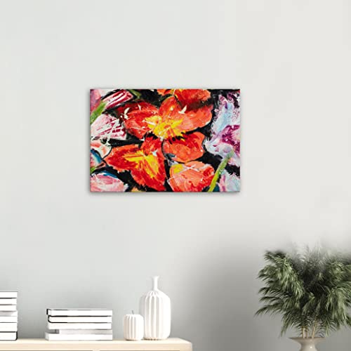 Art mural floral Toile encadrée 50 x 70 cm Mélange de fleurs