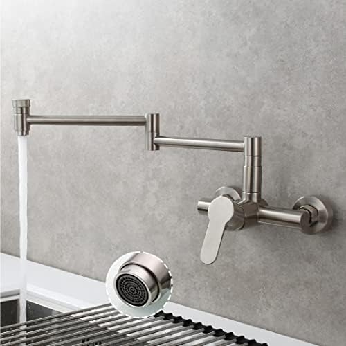 Home Essentials, Rubinetto per riempire pentole, Rubinetto da Cucina a Parete, Nichel Spazzolato, Braccio Girevole, Design Pieghevole, spruzzatore EST