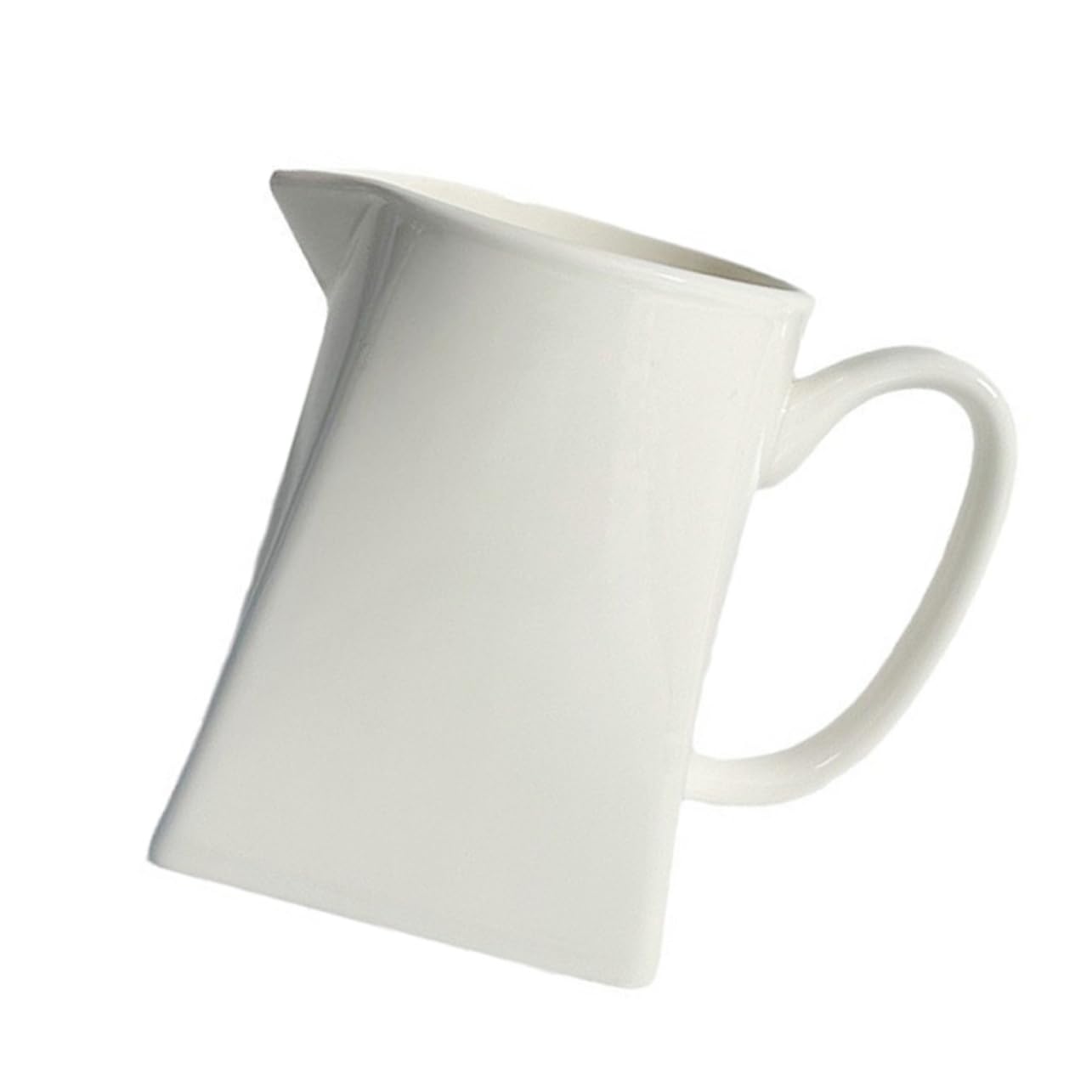 KICHOUSE Mini Ceramic Milk Jug 230ml White Porcelain Pitcher Coffee Tea Dispenser Milk Spout