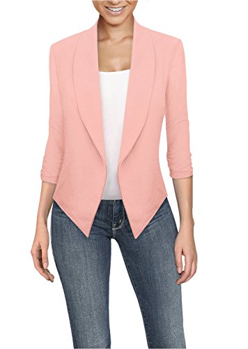 Womens Casual Work Office Open Front Blazer JK1133 Blush M