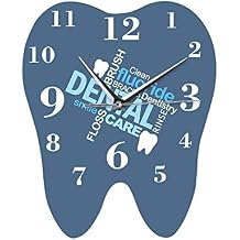 The Geeky Days Dental Words Tooth Shaped Silent Wall Clock Dentist Professional Wall Watch Decorative Clinic Ornament Dental Orthodontics Surgeon Gift