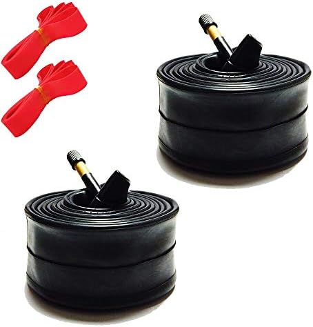 CrabTek Bike Inner Tube 27.5X2.10 27.5X1.95 27.5X1.90 27.5X2.125 with Rim Strip - American Valve/Schrader Valve A/V 48L 48MM for Mountain Bike - 2 Pack