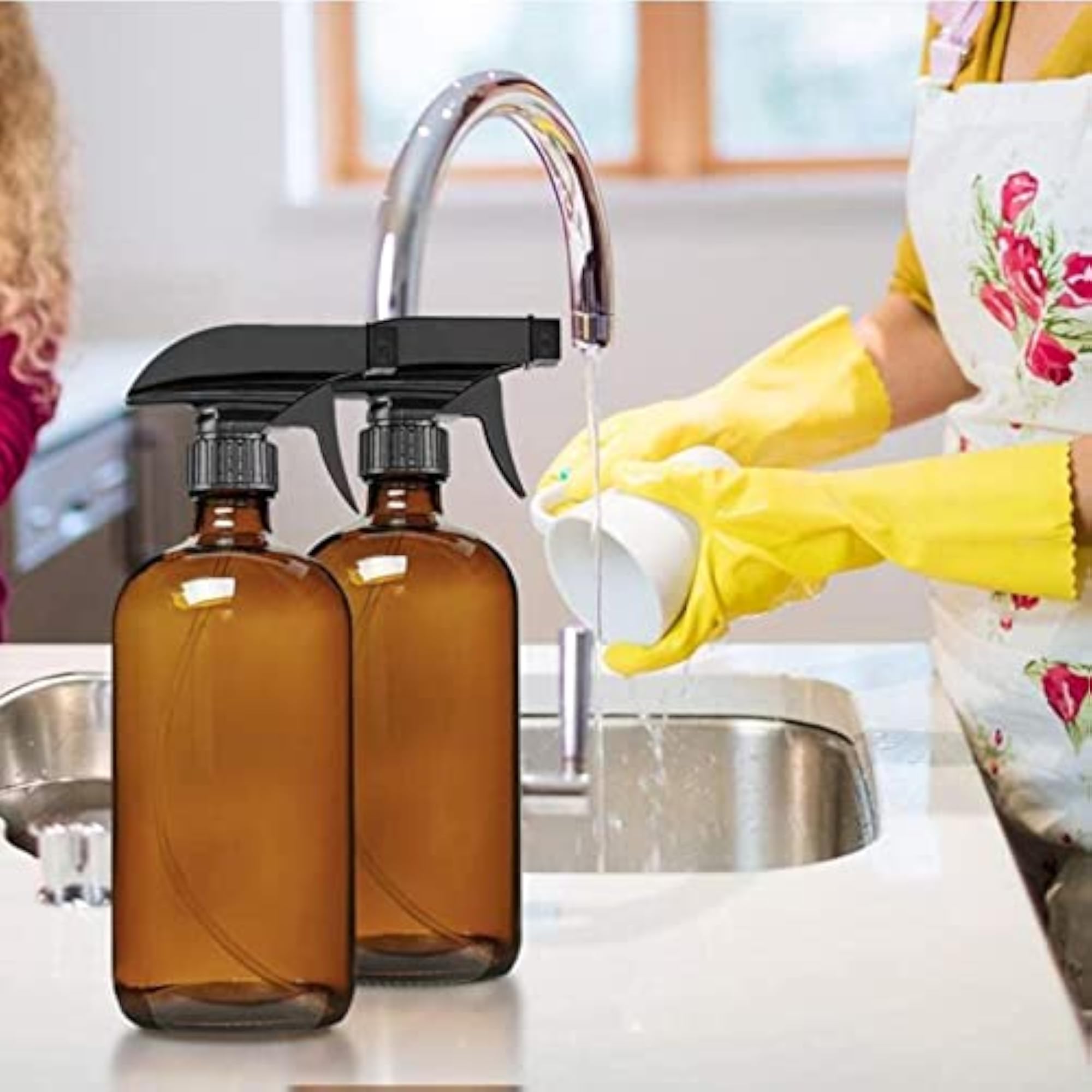 2pcs 250/500ml Boston Empty Amber/Blue Glass Spray Bottle