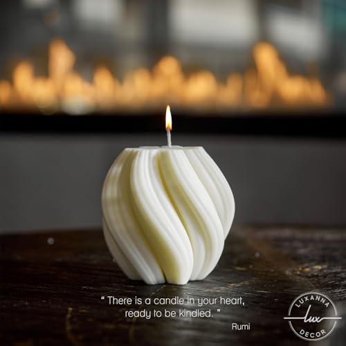 Luxanna Décor Spiral Soy Wax Candle – White Minimalist Aesthetic Home Décor | Long-Lasting Citrus Scent | Handcrafted Gift for Women, Birthdays, Housewarming, Holidays - Image 5