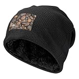 Gorro de Punto gofre con Forro Polar y Estampado de guijarros playeros, Gorro de Invierno cálido para Hombre y Mujer.
