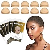 LERIAR 10PCS HD Wig Caps For Lace Front, Ultra Thin Invisible Sheer Wig Cap for Women, Stretchy Nylon Stocking Wig Caps, Transparent and Breathable Nude Bald Cap for Wig 5 Packs