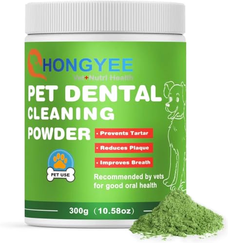 Polvo de limpieza de dientes de perro 300g, polvo dental para mascotas para perros y gatos, ambientador de aliento en polvo para mal aliento, placa, removedor de sarro, suministros de cuidado dental