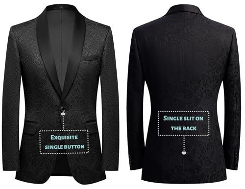 Mens Floral Tuxedo 2 Piece Shawl Lapel Suit Blazer Jacket for Prom Wedding Party2