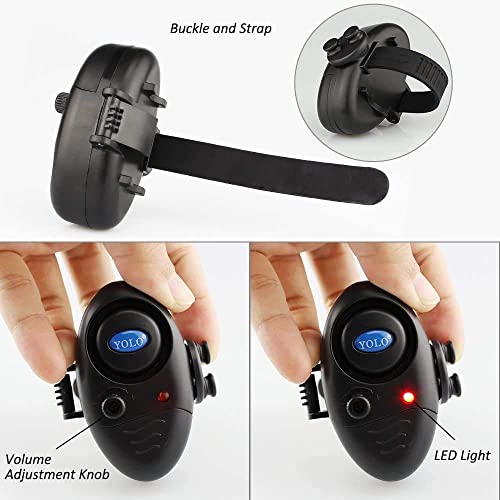 Fishing Bite Alarm 4 Pack With Bonus 10 Pack Batteries & Adjustable Sound Volume Knob, Upgraded Electronic Fish Rod Bait Alert Indicator Led Alarms Daytime/Night Carp Fishing Outdoor (Fg03-B) #TOP4