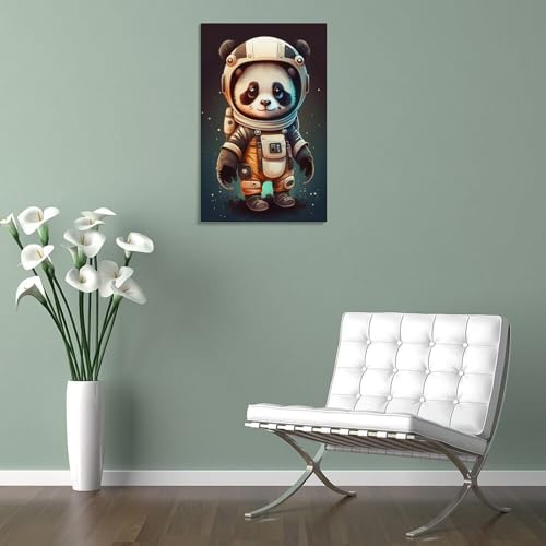 Impression artistique d'astronaute panda, affiche haut de gamme