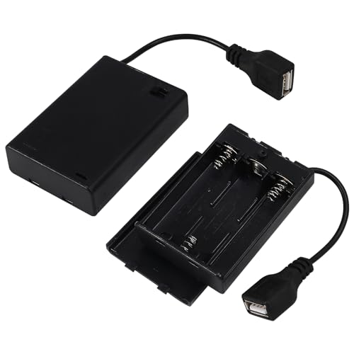 AEDIKO 2pcs 3 AA Battery Holder USB Female Socket 3X 1.5V AA Battery Case Box Holder On/Off Switch for RC Cars LED Light