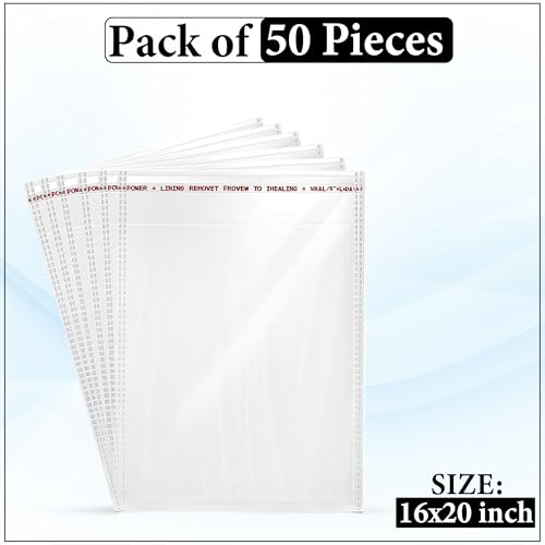 Image of GLUN Plastic Transparent BOPP Poly Bags 16x20 Inch 50 Piece for Saree & Clothes Packing, Self-Adhesive Sealable Packaging Bags, Ideal for Saree, Shirt & Garment Packing