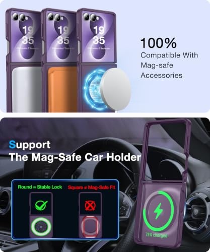 Image of NO.1 Magnetic for Samsung Galaxy Z Flip 8 Case with MagSafe | [Military Grade Drop Tested][Translucent Matte][Anti-Fingerprint] Soft Silicone Bumper for Samsung Flip 8 Case Slim,Purple