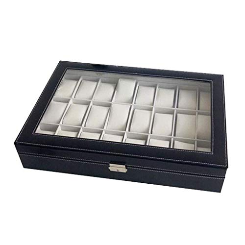 KSTUFF FHISD Watch Storage Box Large Watch Box, 24 Storage, Detachable Inner Pad, Transparent Display Watch Jewelry Storage Box Watch Display Storage Box vision
