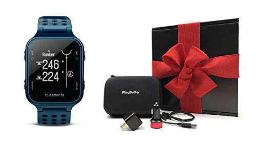 Garmin Approach S20 (Midnight Teal) Gift Box Bundle | Includes Golf GPS Watch/Activity Tracker, PlayBetter USB Car & Wall Charging Adapters, Protective Hard Carrying Case | Black Gift Box and Red Bow