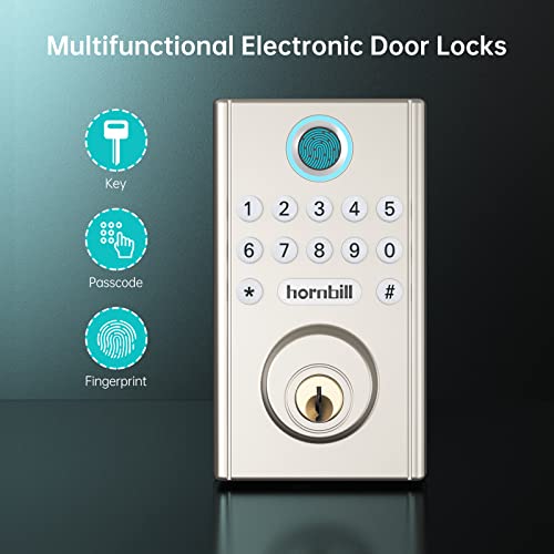 Electronic Keypad Lock, Hornbill Keyless Entry Deadbolt Lock, Fingerprint Digital Front Door Lock,Keypad Deadbolt Auto Lock, Easy To Install No Need To Drill, Suitable For Home Office Apartment #TOP1